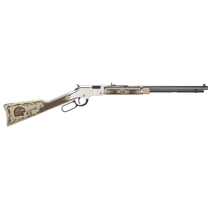 Henry H004AE Golden Boy Silver American Eagle Full Size 22 Short, 22 Long, 22 LR, 16 LR/21 Short, 20" Blued Barrel, Nickel-Plated Metal Finish & Ivory American Walnut Stock Right Hand