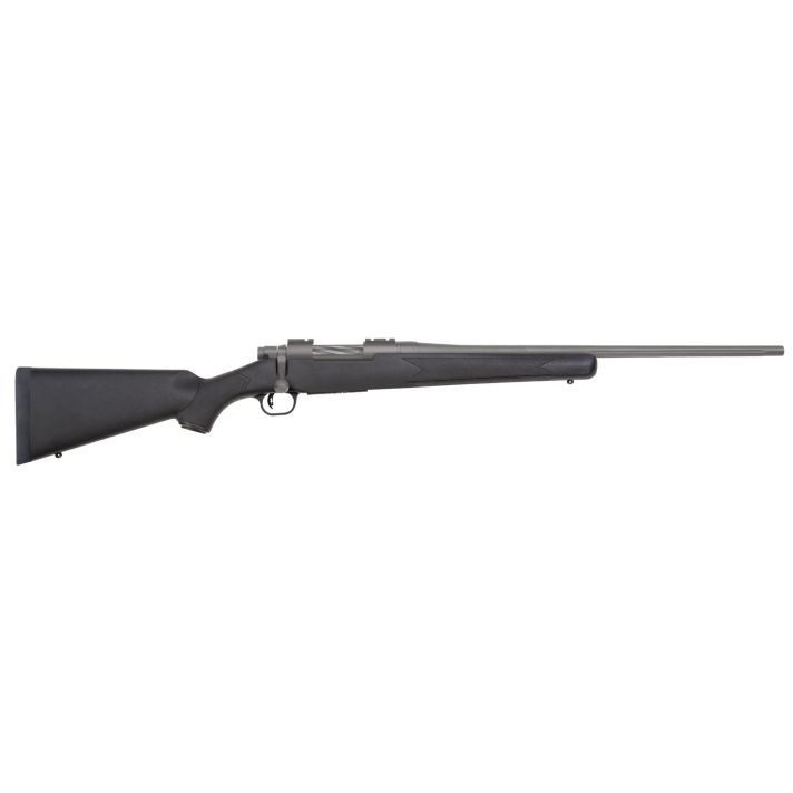 Mossberg 28068 PatriotFull Size 22-250 Rem 5+1 22" Stainless Cerakote Fluted Barrel, Drilled & Tapped Stainless Cerakote Receiver, Black Fixed Synthetic Stock, Right Hand