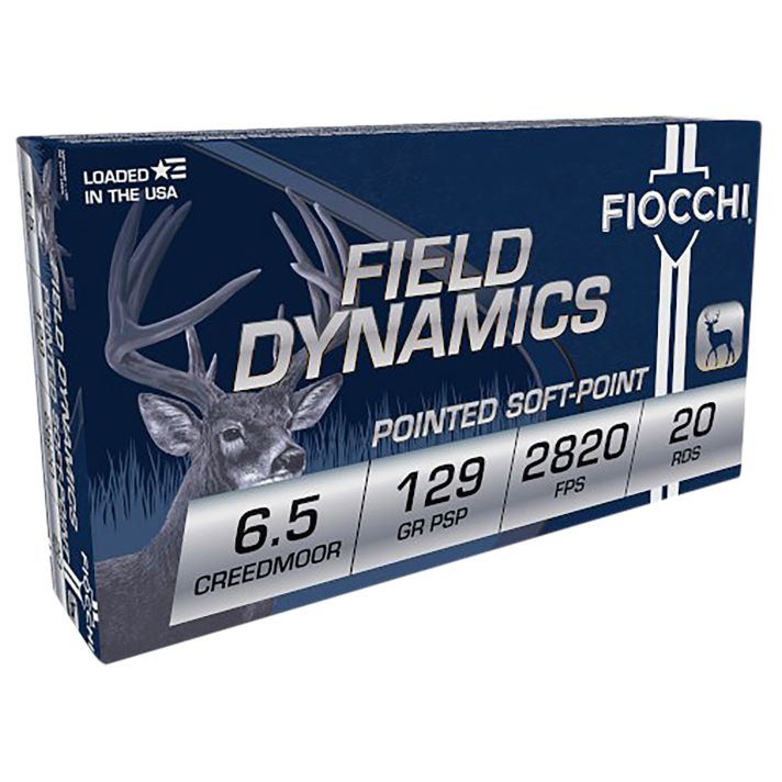 Fiocchi 65CMB Field Dynamics6.5Creedmoor 129gr Pointed Soft Point 20 Per Box/10 Case