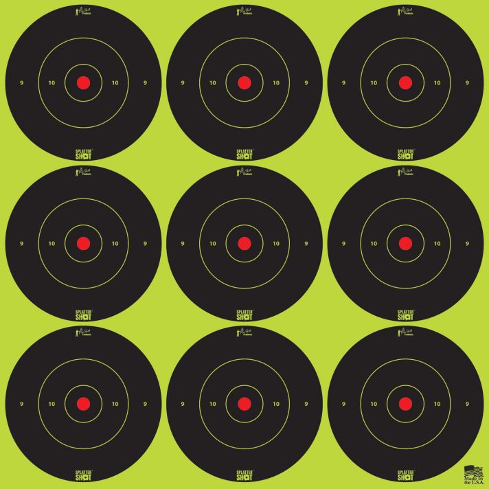 Pro-Shot 2BGREEN108 SplatterShotSelf-Adhesive Paper Black/Green 2" Bullseye 12Pack/108Targets