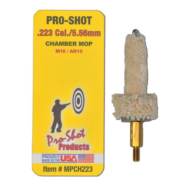 Pro-Shot MPCH223 Chamber Mop Military Style .223 Rem/5.56x45mm NATO AR Platform #8-32 Thread 100% Cotton Mop Brass Core