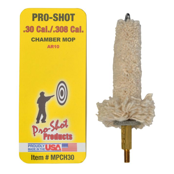 Pro-Shot MPCH30 Chamber Mop Military Style .30/ .308/ 7.62x51mm NATO AR Platform #8-32 Thread 100% Cotton Mop Brass Core