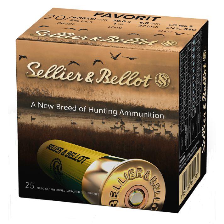 Sellier & Bellot SB20BSA Hunting20Gauge 2.75" 12Pellets 1oz 2Shot 25 Box/10 Case