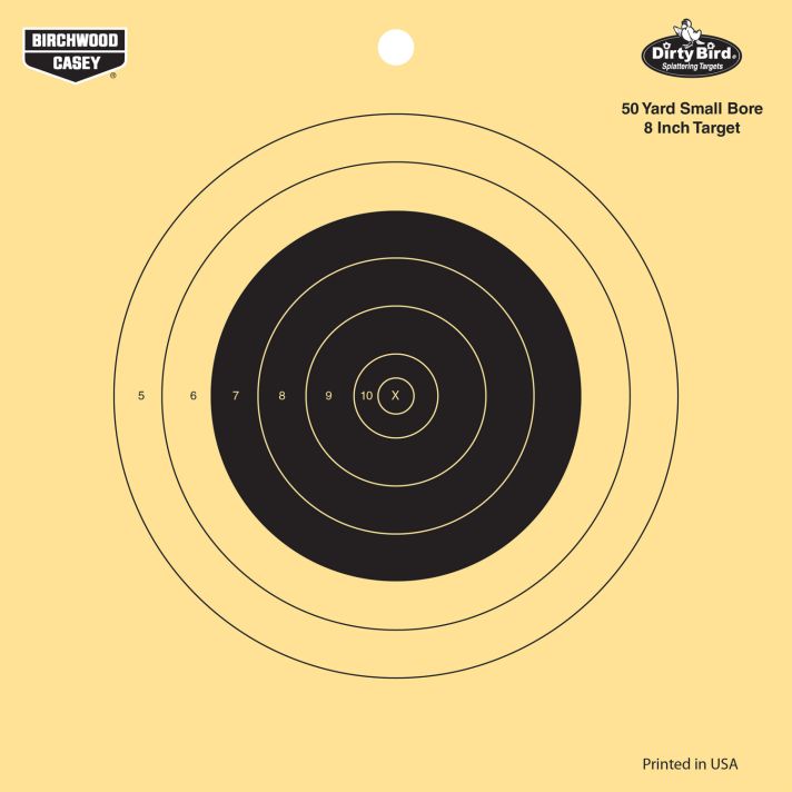 Birchwood Casey 35815 Dirty Bird8" Bullseye Tagboard Hanging 50 yds Small Bore Rifle Black/Yellow 25 Per Pkg