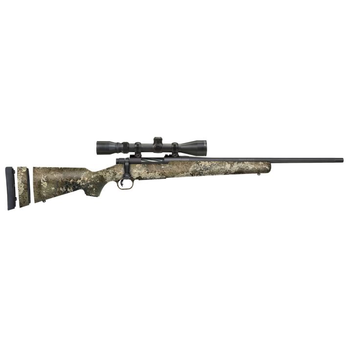 Mossberg 28050 Patriot Super Bantam 6.5 Creedmoor Caliber with 5+1 Capacity, 20" Fluted Barrel, Blued Metal Finish & TrueTimber Strata Synthetic Stock Stock Right Hand (Youth) Includes 3-9x40mm Scope