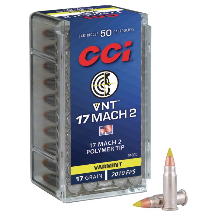 CCI 948CC VNT Rimfire 17Mach2 17gr Varmint Tipped 50 Per Box/100 Case