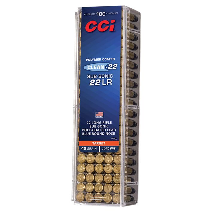 CCI 934CC Clean-22 Subsonic 22LR 40gr Lead Round Nose 100 Per Box/50 Case
