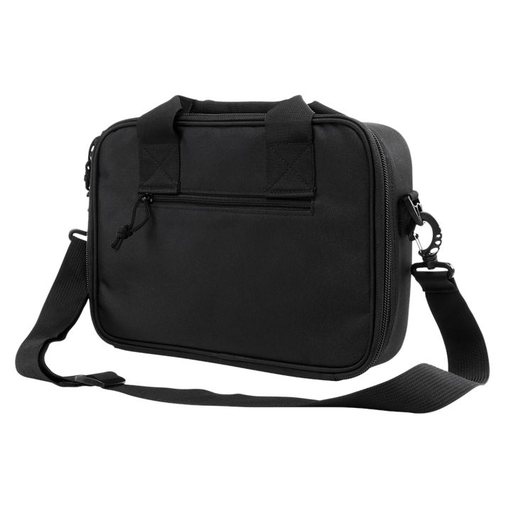 NcStar CPDX2971B VISM Double Pistol Range Bag w/ Mag Pouches Loop Fasteners Zippers Padding & Black Finish