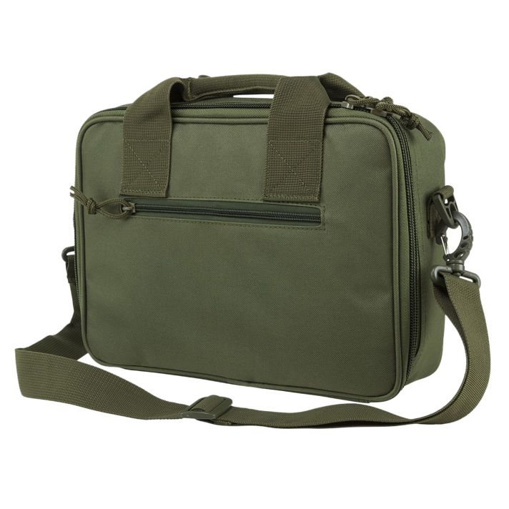 NcStar CPDX2971G VISM Double Pistol Range Bag w/Mag Pouches Heavy Duty Lockable Zippers For Compliance Padded Carry Handle Adjustable Shoulder Strap Green