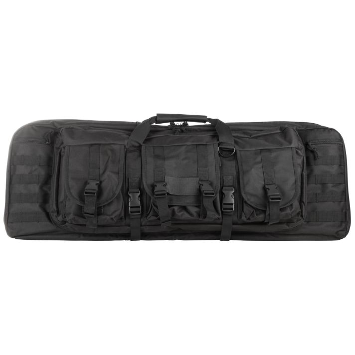 NcStar CVDC2946B36 VISM Double Carbine Case Black PVC Nylon w/ Foam Padding Lockable Zippers Pockets & MOLLE Webbing