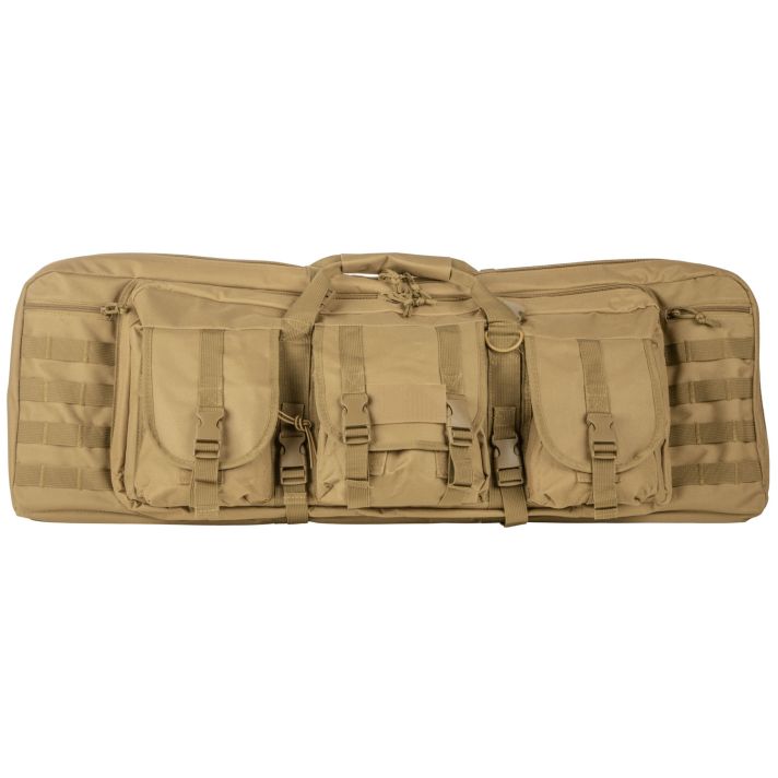 NcStar CVDC2946T42 VISM Double Carbine Case Tan PVC Nylon w/ Foam Padding Lockable Zippers Pockets & MOLLE Webbing