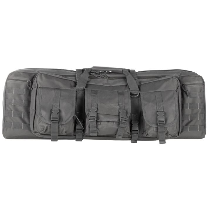 NcStar CVDC2946U42 VISM Double Carbine Case Urban Gray PVC Nylon w/ Foam Padding Lockable Zippers Pockets & MOLLE Webbing