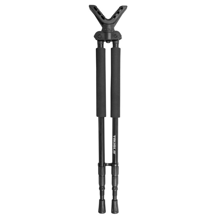 TruGlo TG8920XB Solid-ShotBipod 21-40" Collapsible Black Aluminum, Rubberized V-Brace, Twist Lock Adjustable Legs, Includes Carry Case w/Shoulder Strap