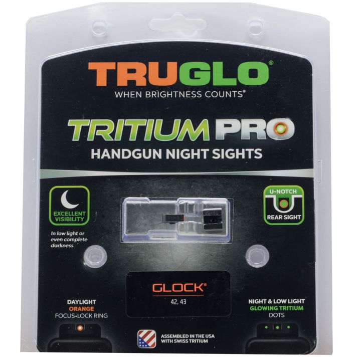 TruGlo TG231G1AC Tritium ProBlack | Green Tritium Orange Outline Front Sight Green Tritium Rear Sight