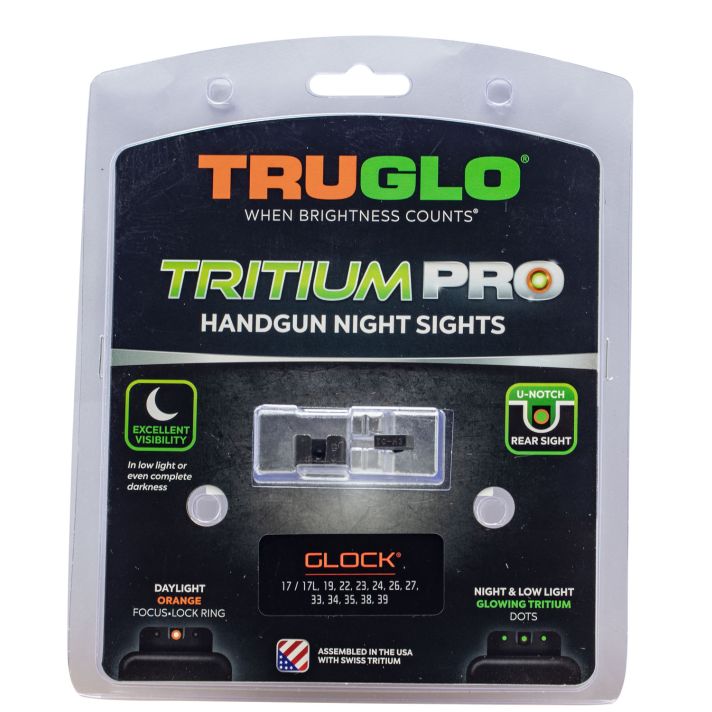 TruGlo TG231G1C Tritium ProBlack | Green Tritium Orange Outline Front Sight Green Tritium Rear Sight