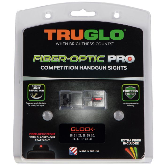 TruGlo TG132G2 Fiber-Optic ProRed/Fiber Optic Front Sight-Black/Blank Rear Sight Glock 20/21