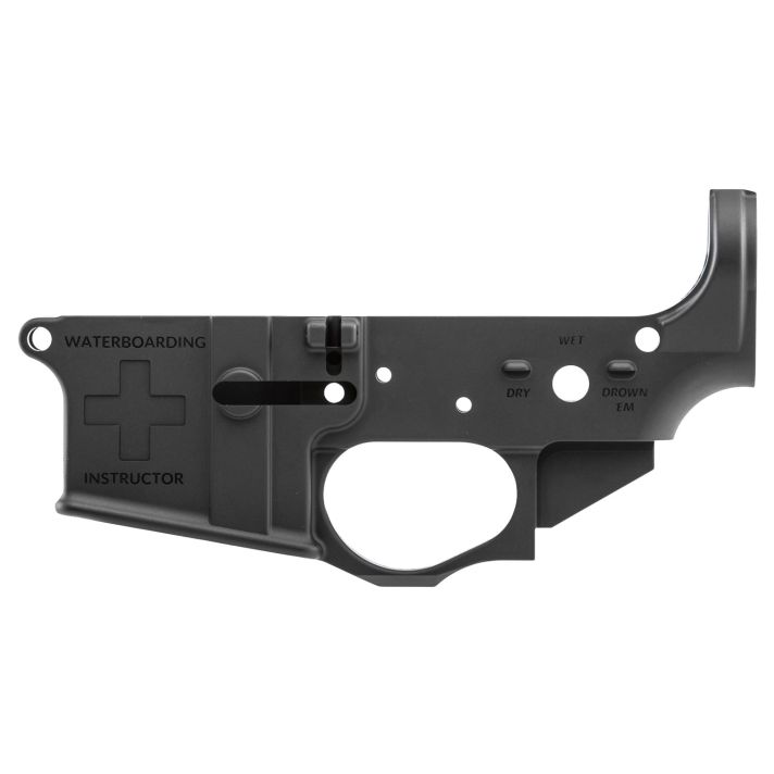Spikes STLS033 Water Boarding Instructor Stripped Lower Receiver Multi-Caliber 7075-T6 Aluminum Black Anodized for AR-15