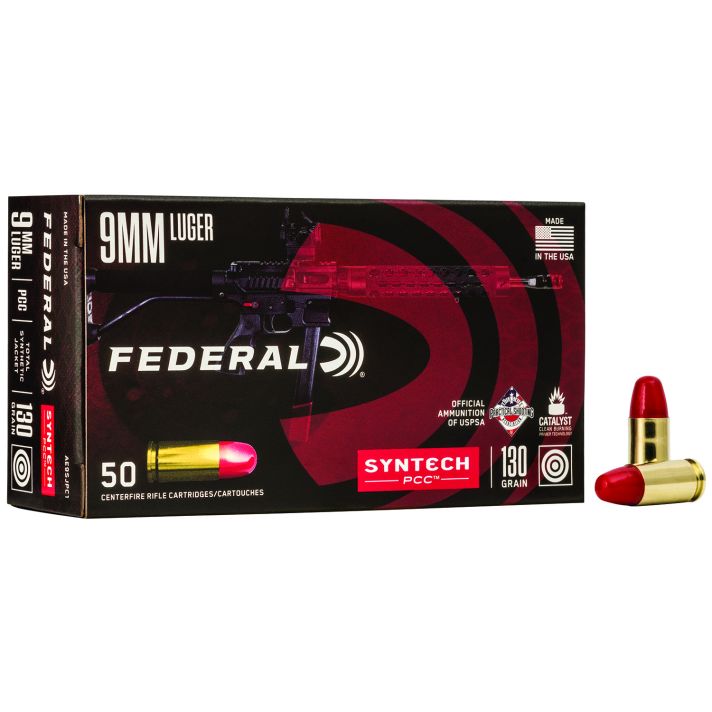 Federal AE9SJPC1 American Eagle Syntech PCC9mmLuger 130gr Total Syntech Jacket Flat Nose 50 Per Box/10 Case