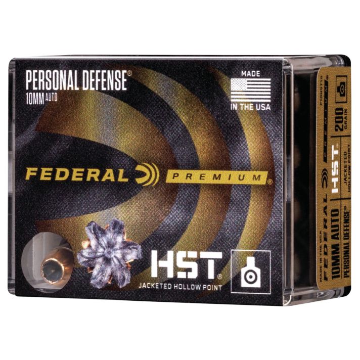 Federal P10HST1S Premium Personal Defense 10mmAuto 200gr HST Jacketed Hollow Point 20 Per Box/10 Case