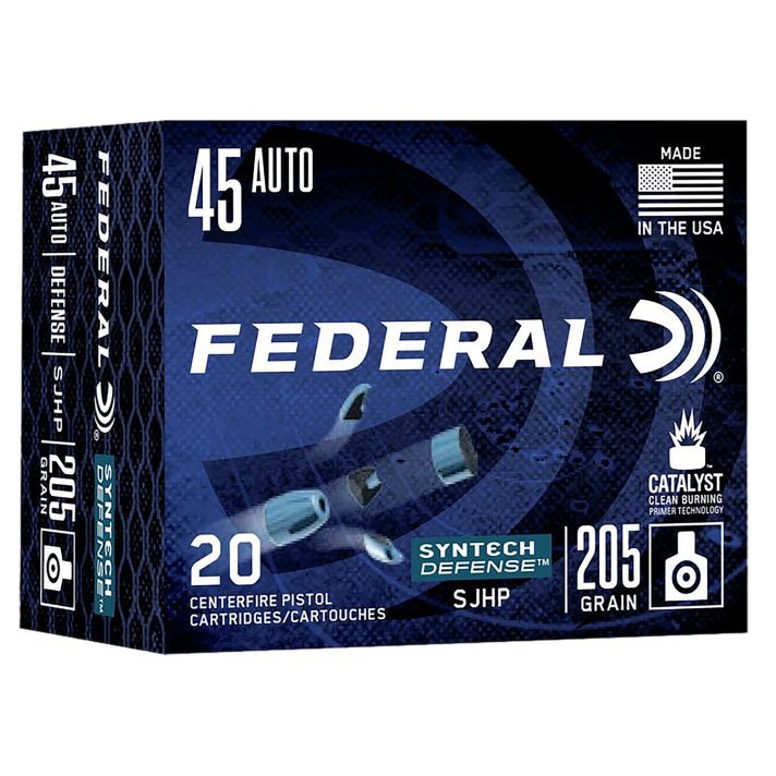Federal S45SJT1 Syntech Defense 45ACP 205gr Segmented Jacketed Hollow Point 20 Per Box/10 Case