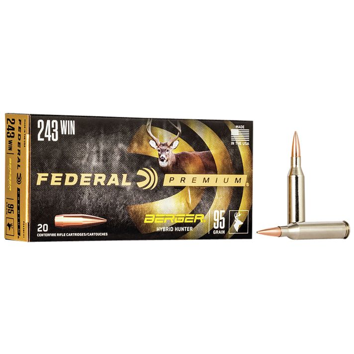 Federal P243BCH1 Premium243Win 95gr Berger Hybrid Hunter 20 Per Box/10 Case