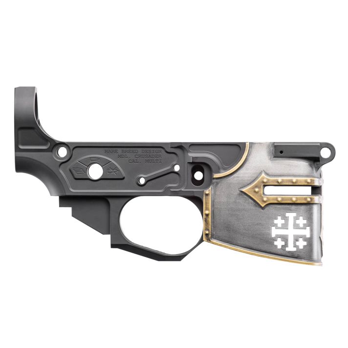 Spikes STLB600PCH Rare Breed Crusader Stripped Lower Receiver Multi-Caliber 7075-T6 Aluminum Black Anodized with Painted Front for AR-15