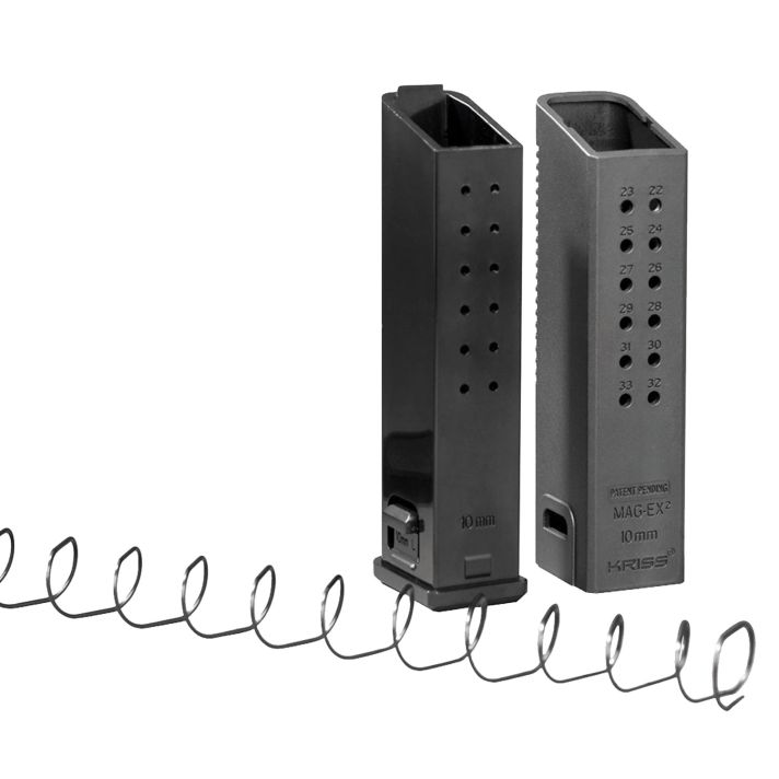 Kriss USA KVAMX2K10BL00 Mag-Ex2 Extension Kit Extended 10mm Auto 33rd Compatible w/Glock 20/40 Gen3-5 15rd Mag Black Polymer