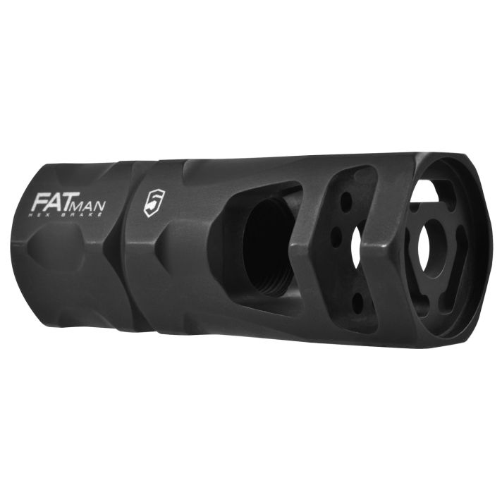 Phase 5 Weapon Systems FATMAN556 FATman Hex Brake Black Parkerized Steel with 1/2"-28 tpi Threads & 3" OAL for 223 Rem, 5.56x45mm NATO AR-Platform