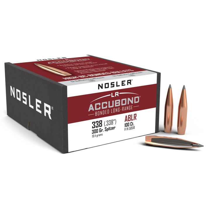 Nosler 58518 AccuBond Long Range 338Cal 300gr Spitzer Point 100/Box