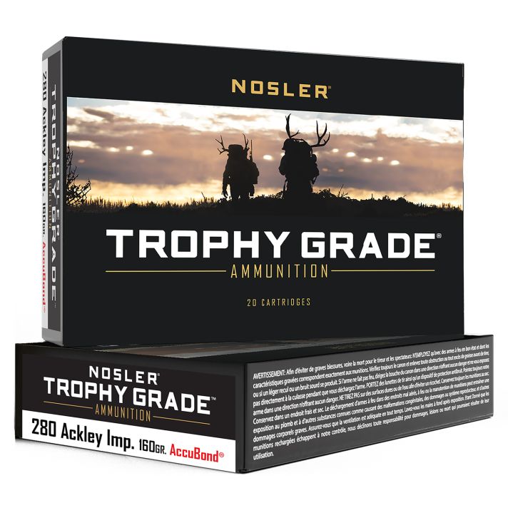 Nosler 60076 Trophy Grade280Ackley Improved 160gr Nosler AccuBond 20 Per Box/10 Case