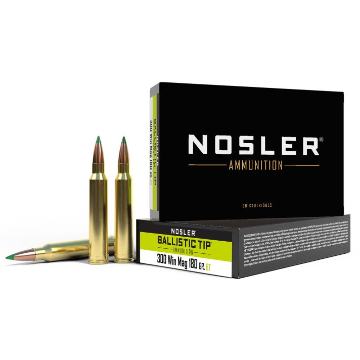 Nosler 40053 Ballistic Tip300WinMag 180gr Spitzer Ballistic Tip 20 Per Box/10 Case