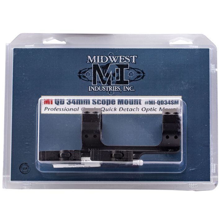 Midwest Industries MIQD34SM 34mm QD Scope Mount/Ring Combo Black Hardcoat Anodized