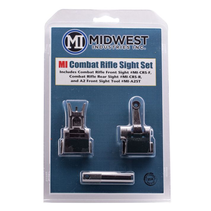 Midwest Industries MICRSSET Combat Rifle Sight SetBlack Flip Up Front & Rear for AR-15, M16, M4