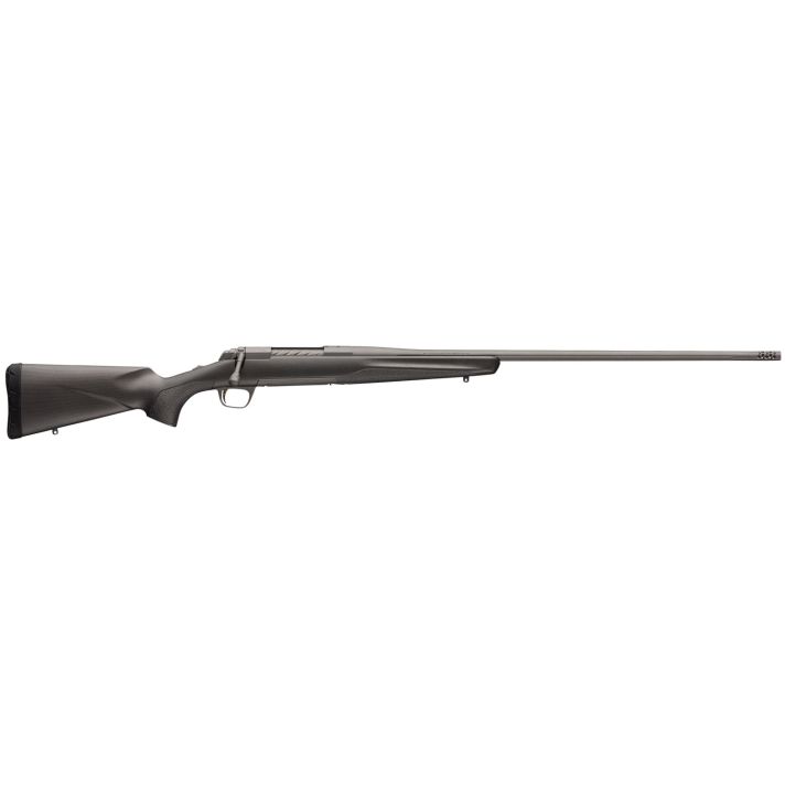 Browning 035459294 X-Bolt Pro Tungsten 6.5 PRC 3+1 24" Fluted & Lapped Barrel With Muzzle Brake, Spiral Fluted Bolt, Tungsten Gray Cerakote, Textured Grip Paneled Carbon Fiber Stock
