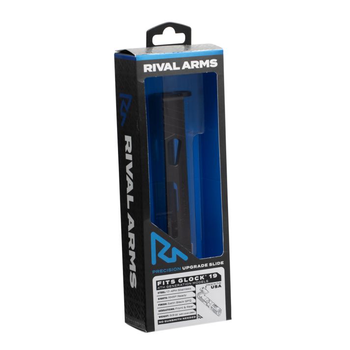 Rival Arms RA10G204A Precision Slide A1 QPQ Black 17-4 Stainless Steel with Front/Rear Serrations & RMR Optic Cut for 9mm Luger Glock 19 Gen4