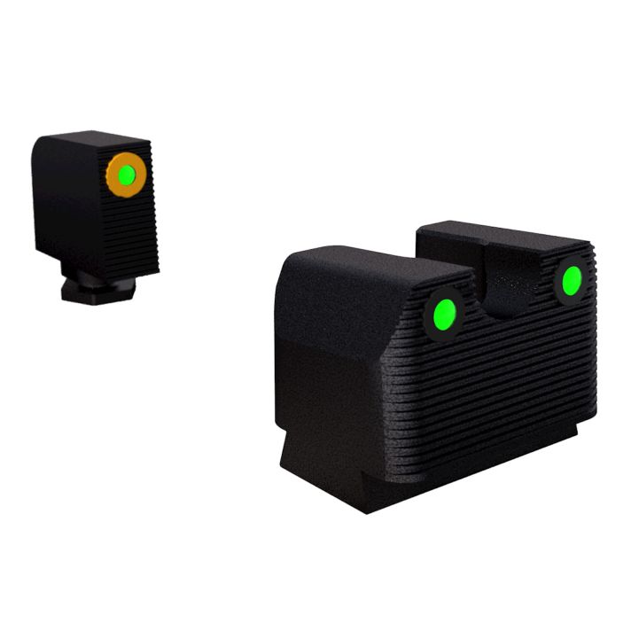 Rival Arms RA3A231G Night Sights for Glock MOSGreen Tritium Orange Outline Front Sight-Green Tritium Black Outline Rear Sight Glock 17/19