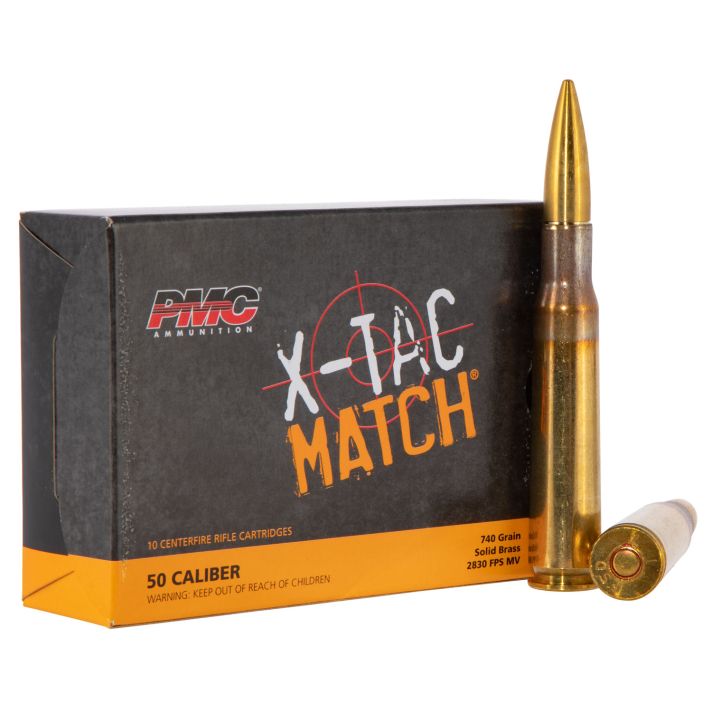 PMC 50XM X-Tac Match50BMG 740gr Solid Brass 10 Per Box/20 Case