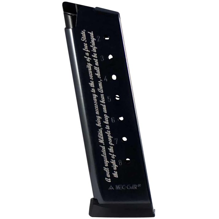 Mec-Gar MGCG45082A Standard8rd 45 ACP Fits 1911 Government Blued w.2nd Amendment Engraving Carbon Steel