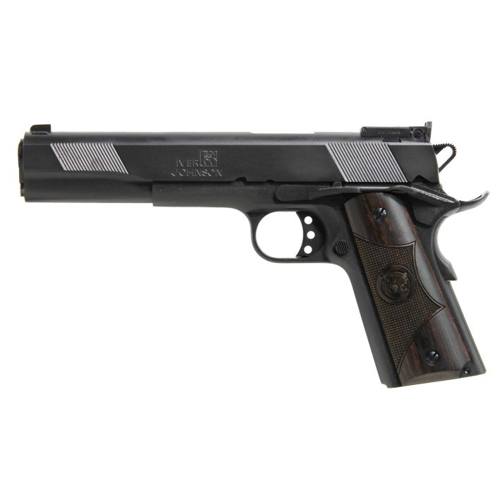 Iver Johnson Arms EAGLEXL10 Eagle XL Full Size Frame 10mm Auto 8+1 6" Steel Barrel, Black Cerakote Serrated Steel Slide, Matte Blued Steel Frame w/Beavertail, Diamondwood Walnut w/Integrated Logo Grip