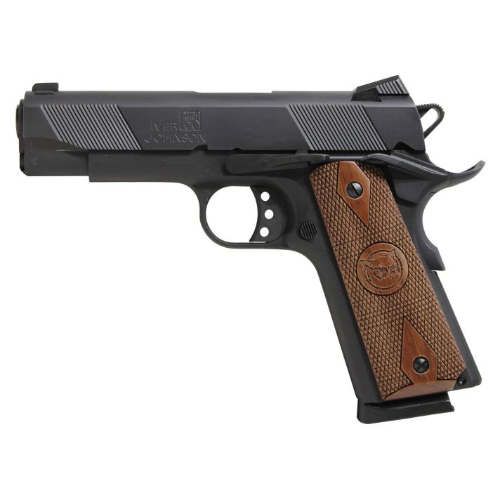 Iver Johnson Arms HAWK Hawk Commander 45 ACP 8+1 4.25" Black Steel Barrel, Matte Black Serrated Steel Slide & Frame w/Beavertail. Checkered Double Diamond Walnut Grip