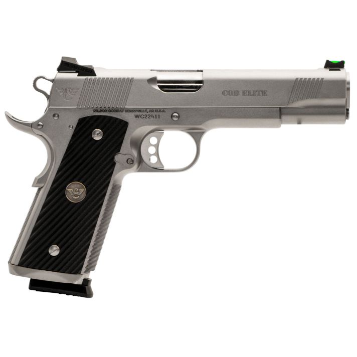 Wilson Combat CQBEFS45SS CQB Elite 45 ACP 8+1 5" Stainless Match Grade Barrel, Serrated Stainless Steel Slide, Stainless Steel Frame w/Beavertail, Black G10 Starburst Grip