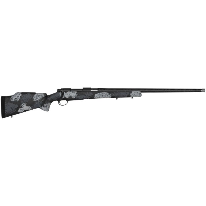 Nosler 44548 M48 Long-Range Carbon 6.5 Creedmoor 4+1 26" Carbon Fiber Wrapped Barrel, Sniper Gray Cerakote Metal Finish, Elite Midnight Camo Manners MCS-T Elite Tac Stock