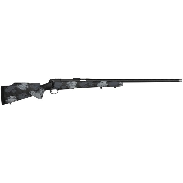 Nosler 45248 M48 Long-Range Carbon 26 Nosler 3+1 26" Carbon Fiber Wrapped Barrel, Sniper Gray Cerakote Metal Finish, Elite Midnight Camo Manners MCS-T Elite Tac Stock