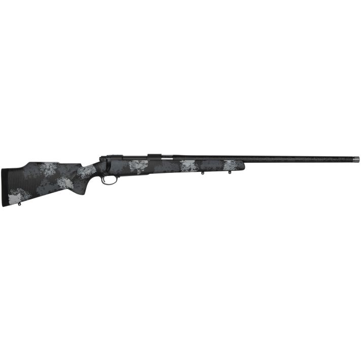 Nosler 46348 M48 Long-Range Carbon 300 Win Mag 4+1 26" Carbon Fiber Wrapped Barrel, Sniper Gray Cerakote Steel, Elite Midnight Camo Manners MCS-T Elite Tac Stock
