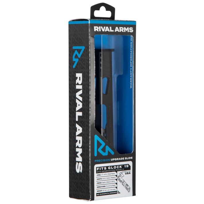 Rival Arms RA10G206A Precision Slide A1 with Docter Cut Black QPQ Case Hardened 17-4 Stainless Steel for Glock 19 Gen4