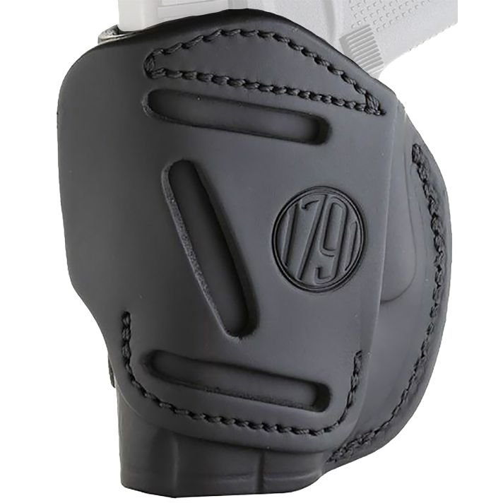 1791 Gunleather 4WH2SBLR 4-WayIWB/OWB Size 02 Stealth Black Leather Belt Clip Compatible w/Ruger LCP/S&W Bodyguard/Glock 42/43/43X Right Hand