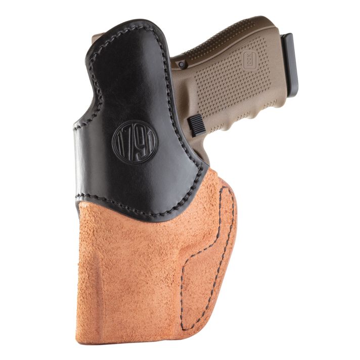 1791 Gunleather RCH4BLBR RCHIWB Size 04 Black/Brown Leather Belt Clip Compatible w/Glock 17/S&W M&P Shield/Springfield XD Right Hand