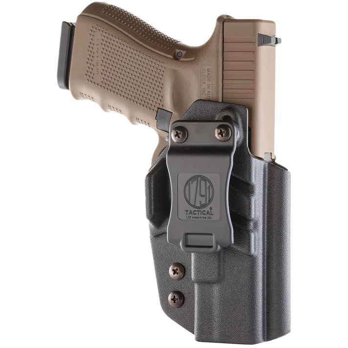 1791 Gunleather TACIWBGLOCKBLKR Tactical KydexIWB Black Kydex Belt Clip Compatible w/Glock Right Hand