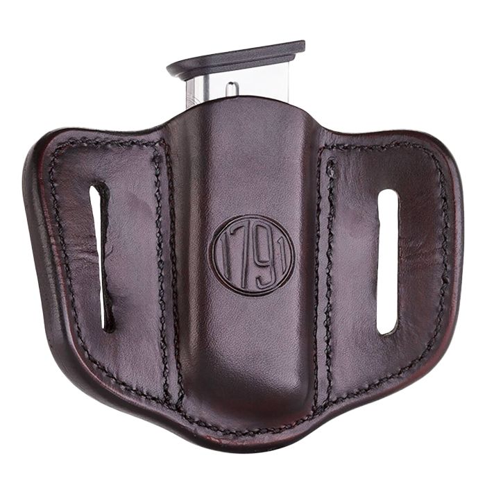 1791 Gunleather MAG11SBRA MAG1.1 Single Mag Holster Signature Brown Leather Belt Slide Compatible w/ Single Stack Ambidextrous