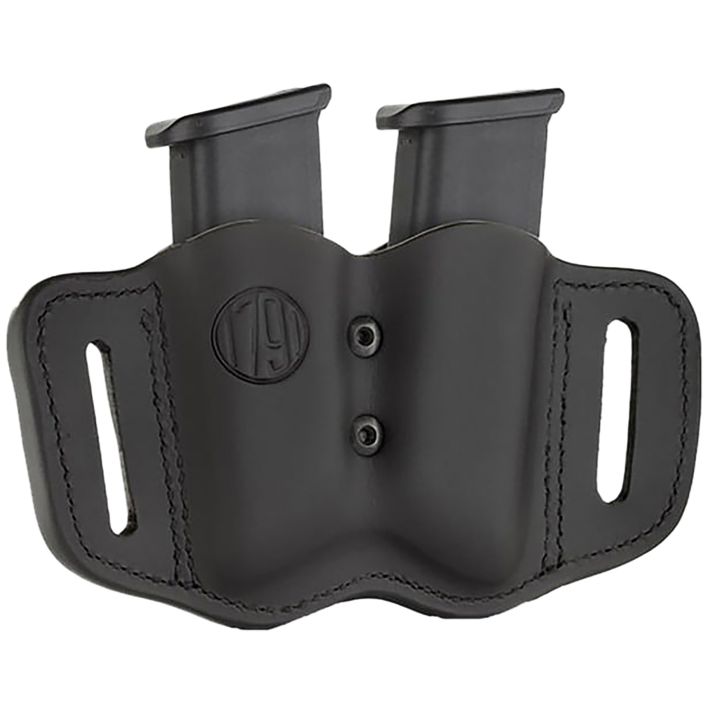 1791 Gunleather MAGF22SBLA MAG-F Double Mag Holster Stealth Black Leather Belt Slide Compatible w/ Double Stack Ambidextrous